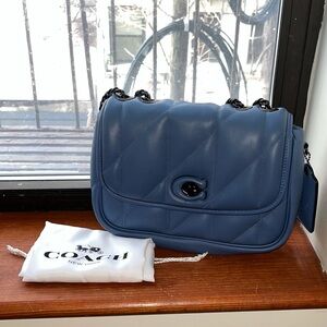 Coach Pillow Madison Washed Chambray EUC Quilted Leather Shoulder Bag